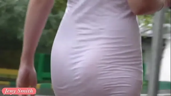 XXX Jeny Smith white see through mini dress in public coole films