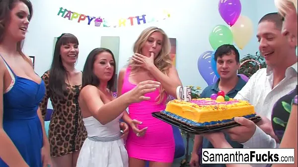 XXX Samantha celebrates her birthday with a wild crazy orgy seje film