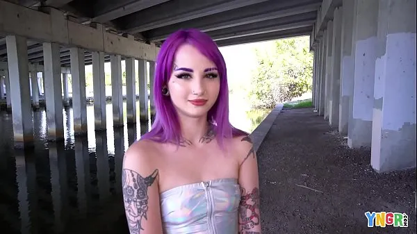 XXX YNGR - Hot Inked Purple Hair Punk Teen Gets Banged cool Movies