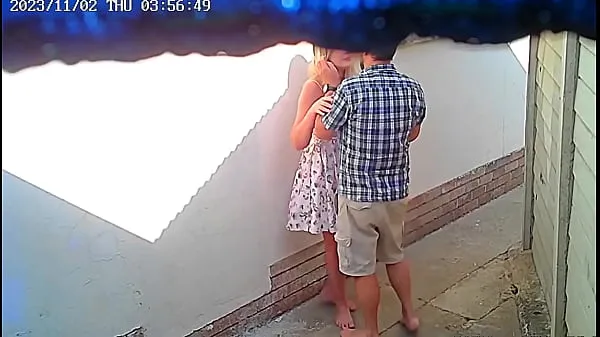 XXX Cctv camera caught couple fucking outside public restaurant coole films