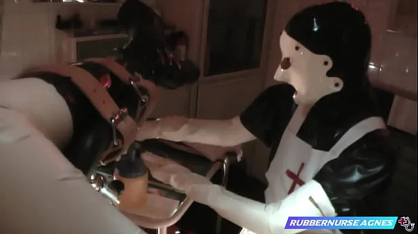 XXX Rubbernurse Agnes - A short intensive anal fisting procedure with long white latex gloves coola filmer